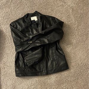 Faux leather bomber jacket